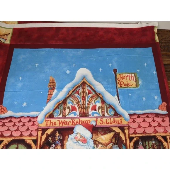 Jim Shore Fabric, Santa and Elf Panels Pre-marked for cutting 3 panels - 34x44" - Picture 4 of 5